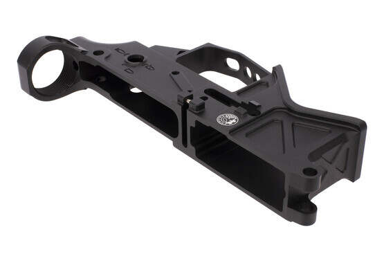 The Battle Arms Development billet AR lower receiver has a threaded detent pin for the bolt catch